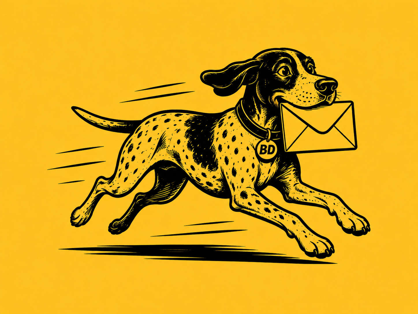 BirdDog running with a message